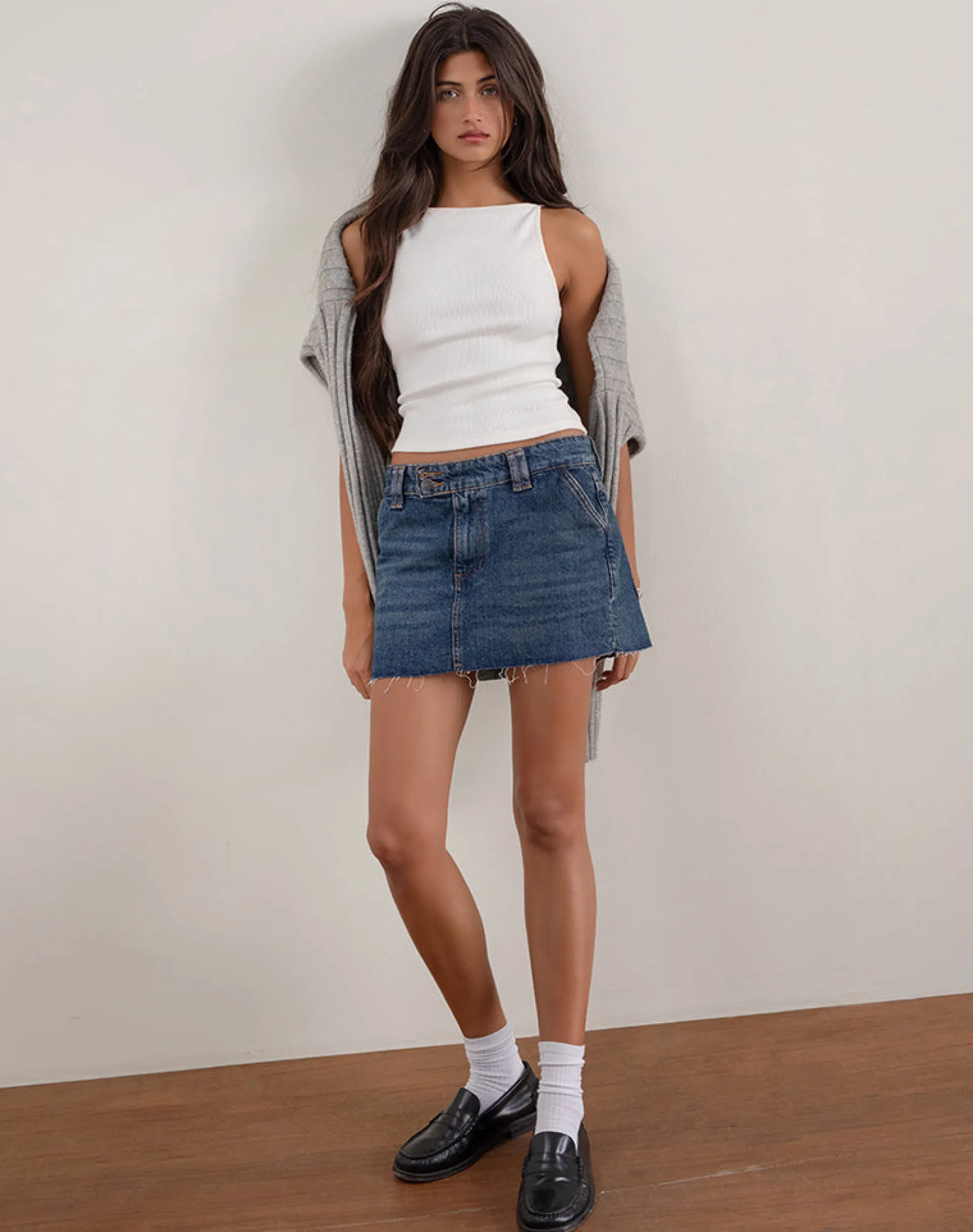 Motel Rocks Denim Skirts | Mini Skirts-Rigid Micro Denim Skirt in Heritage Blue HeritageBlue