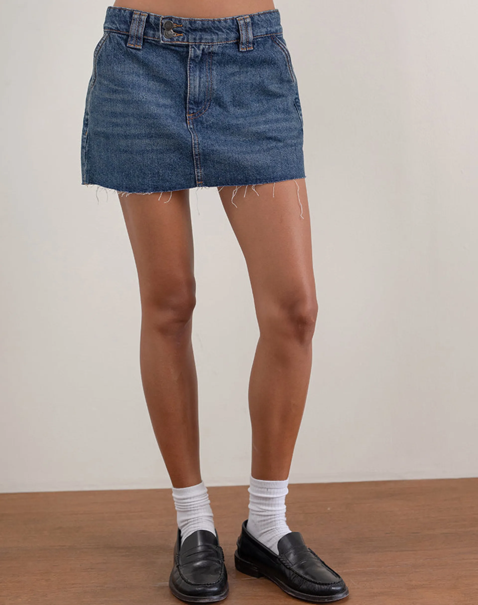 Motel Rocks Denim Skirts | Mini Skirts-Rigid Micro Denim Skirt in Heritage Blue HeritageBlue