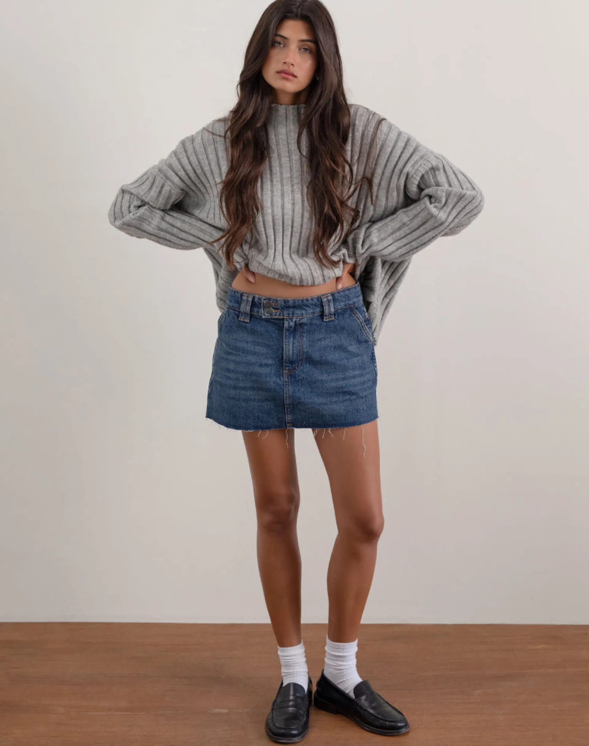 Motel Rocks Denim Skirts | Mini Skirts-Rigid Micro Denim Skirt in Heritage Blue HeritageBlue