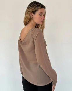Motel Rocks Basics | Basic Tops-Riot Top in Chiffon Light Brown ChiffonLightBrown