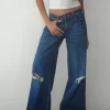 Motel Rocks Roomy Jeans-Ripped Roomy Extra Wide Low Rise Jean in Mid Blue Used MidBlueUsed