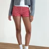 Motel Rocks Micro Shorts-Ritala Shirred Micro Shorts in Red Gingham RedGingham