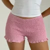 Motel Rocks Loungewear | Micro Shorts-Ritala Shirred Micro Shorts in Flamingo Pink FlamingoPink