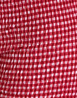 Motel Rocks Micro Shorts-Ritala Shirred Micro Shorts in Red Gingham RedGingham