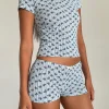 Motel Rocks Loungewear | Co-Ords-Ritulia Micro Short in Floral Stripe floralstripe