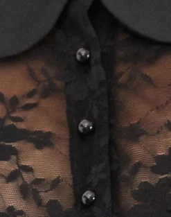Motel Rocks Shirts And Blouses | Lace Tops-Rochea Blouse in Unlined Lace Black