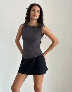 Motel Rocks Going Out Tops-Rochie Asymmetric Top in Mesh Ocean Storm MeshOceanStorm