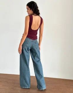 Motel Rocks Basic Tops | Going Out Tops-Rochie Asymmetric Top in Mesh Maroon MeshMaroon