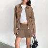 Motel Rocks Co-Ords | Jackets-Rohana Fitted Jacket in Baby Cord Walnut Brown