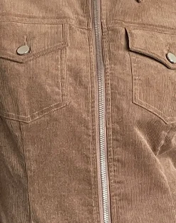 Motel Rocks Co-Ords | Jackets-Rohana Fitted Jacket in Baby Cord Walnut Brown