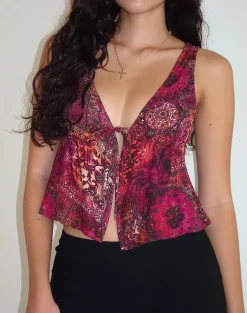 Motel Rocks Vest Tops | Printed Tops-Rolia Cami Top in Abstract Paisley AbstractPaisley
