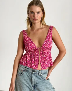 Motel Rocks Printed Tops | Strappy Tops-Rolia Cami Top in Ditsy Floral Pink DitsyFloralPink