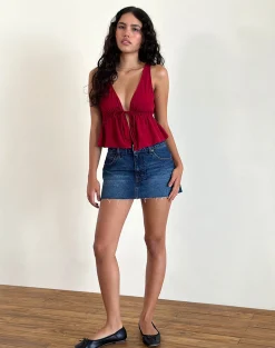 Motel Rocks Strappy Tops | Going Out Tops-Rolia Tie Front Top in Adrenaline Red AdrenalineRed
