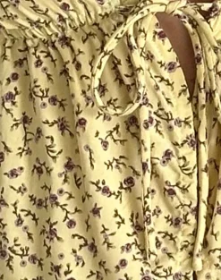 Motel Rocks Co-Ords | Printed Tops-Rolia Tie Front Top in Flowing Flower Yellow FlowingFlowerYellow