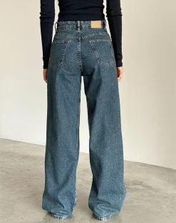Motel Rocks Jeans | Roomy Jeans-Roomy Extra Wide Jeans in Brown Blue Acid BrownBlueAcid