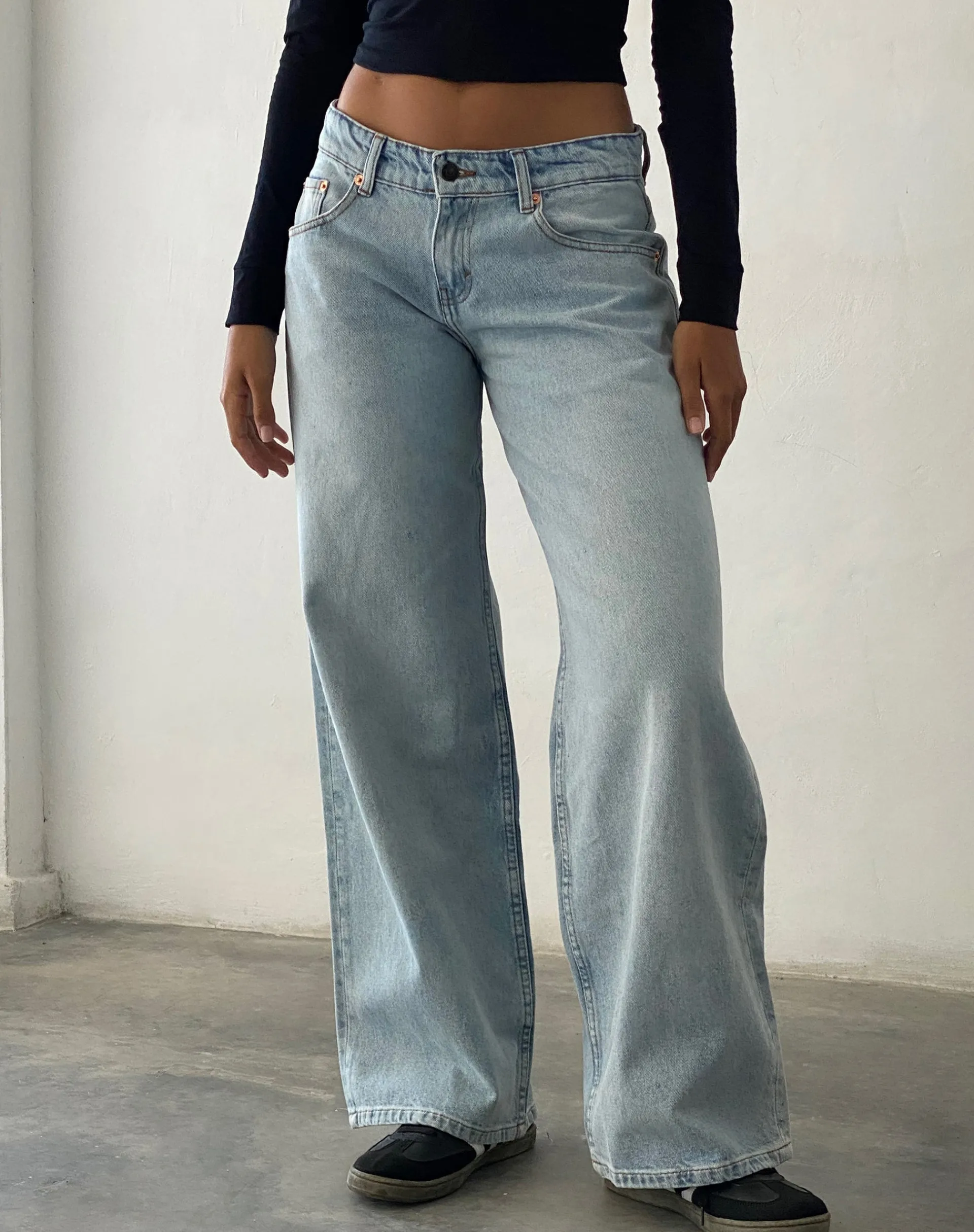 Motel Rocks Low Rise Pants | Roomy Jeans-Roomy Extra Wide Low Rise Jeans in Extreme Light Blue Wash ExtremeLightWashBlue