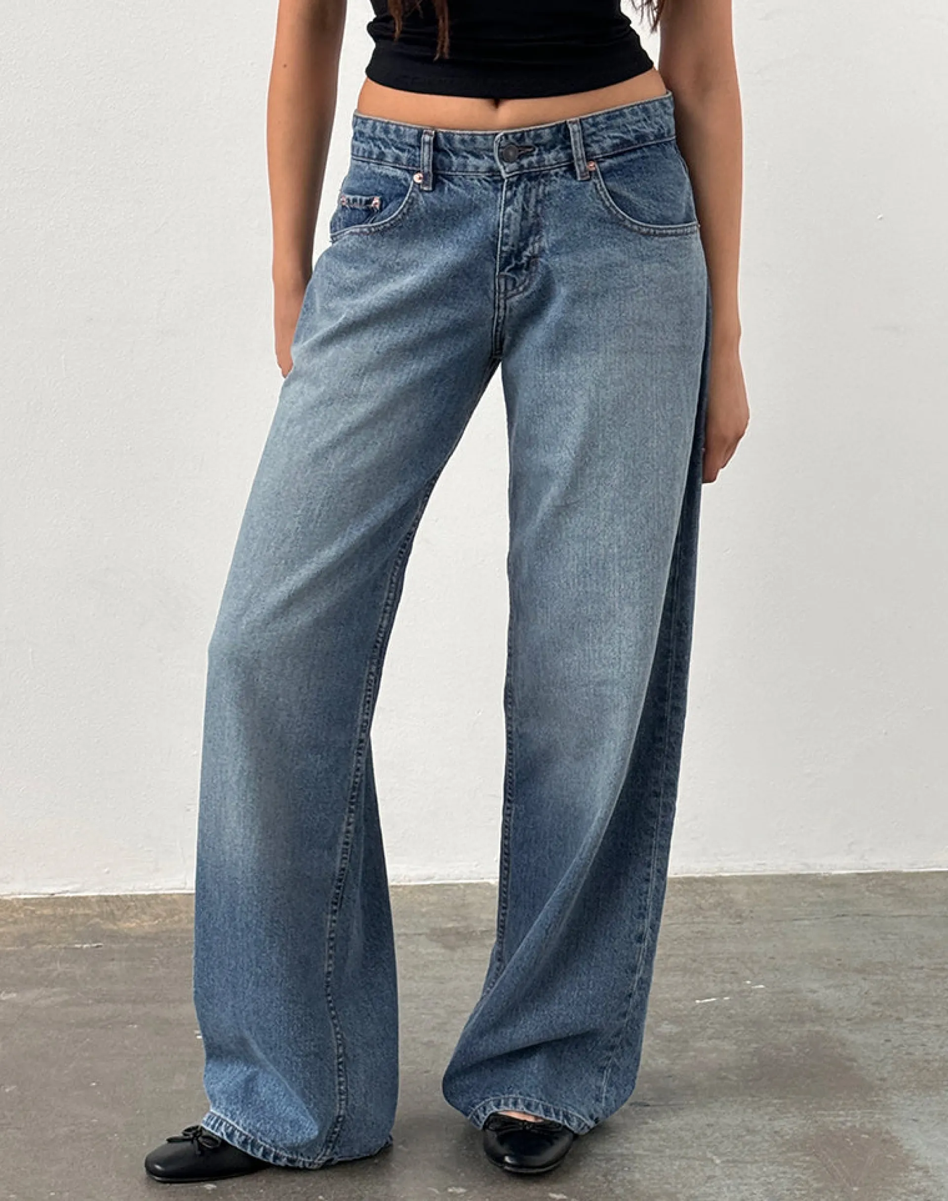 Motel Rocks Low Rise Pants | Jeans-Roomy Extra Wide Low Rise Jeans in Powder Blue powderblue