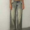 Motel Rocks Low Rise Pants | Jeans-Roomy Extra Wide Low Rise Jeans in Sand Wash Blue BlueSandWash