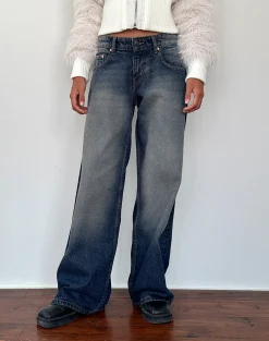 Motel Rocks Low Rise Pants | Jeans-Roomy Extra Wide Low Rise Jeans in Amber Wash Amberwash
