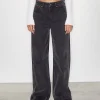 Motel Rocks Low Rise Pants-Roomy Extra Wide Low Rise Jeans in Black Wash BlackWash