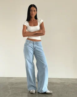 Motel Rocks Wide Leg Pants | Low Rise Pants-Roomy Extra Wide Low Rise Jeans in Light Wash Blue lightwashblue
