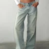 Motel Rocks Wide Leg Pants-Roomy Extra Wide Low Rise Jeans in Super Bleached Wash SuperBleachWash