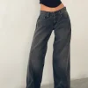 Motel Rocks Wide Leg Pants | Low Rise Pants-Roomy Extra Wide Low Rise Jeans in Washed Black Grey WashedBlackGrey