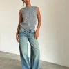 Motel Rocks Wide Leg Pants | Jeans-Roomy Extra Wide Low Rise Jeans in Sea Green Seagreen