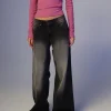 Motel Rocks Wide Leg Pants | Low Rise Pants-Roomy Extra Wide Low Rise Jeans in Extreme Black Wash ExtremeBlackWash