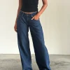 Motel Rocks Jeans | Roomy Jeans-Roomy Extra Wide Low Rise Jeans in Mid Indigo Blue MidIndigoBlue