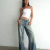 Motel Rocks Wide Leg Pants | Low Rise Pants-Roomy Extra Wide Low Rise Jeans in Extreme Blue Green ExtremeBlueGreen
