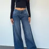 Motel Rocks Jeans | Roomy Jeans-Roomy Extra Wide Low Rise Jean in College Blue collegeblue