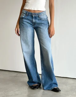 Motel Rocks Jeans | Roomy Jeans-Roomy Extra Wide Low Rise Jeans in Marine Blue Wash MarineBlueWash