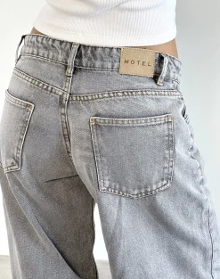 Motel Rocks Jeans | Roomy Jeans-Roomy Extra Wide Low Rise Jeans in Grey Wash GreyWash