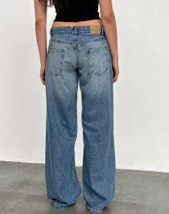 Motel Rocks Low Rise Pants | Jeans-Roomy Extra Wide Low Rise Jeans in Powder Blue powderblue