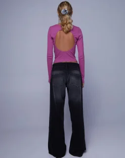 Motel Rocks Wide Leg Pants | Low Rise Pants-Roomy Extra Wide Low Rise Jeans in Extreme Black Wash ExtremeBlackWash