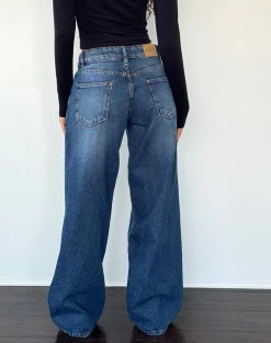 Motel Rocks Jeans | Roomy Jeans-Roomy Extra Wide Low Rise Jean in College Blue collegeblue