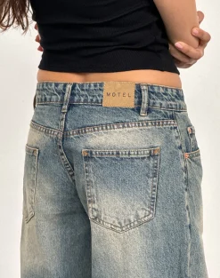 Motel Rocks Jeans | Roomy Jeans-Roomy Extra Wide Low Rise Jeans in Dirty Blue DirtyBlue