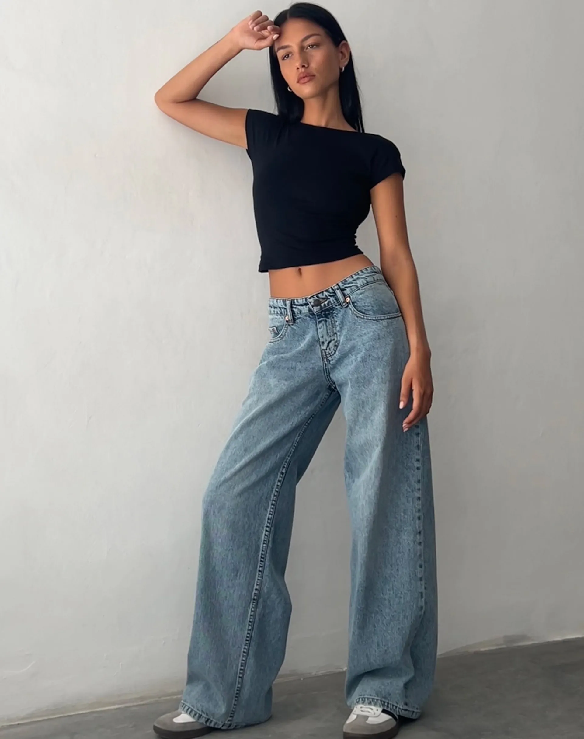 Motel Rocks Low Rise Pants | Jeans-Roomy Extra Wide Low Rise Jeans in Vintage Blue Wash VintageBlueWash