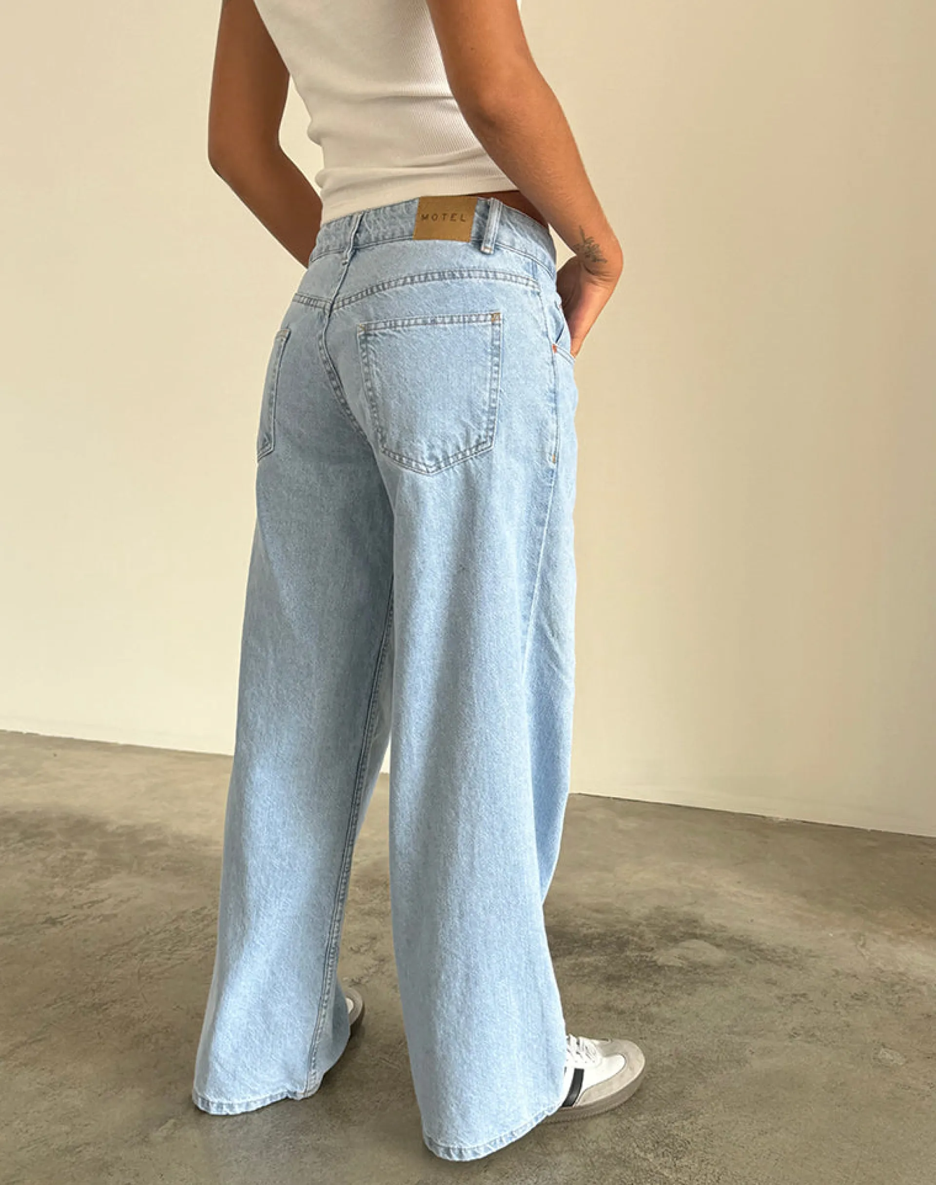 Motel Rocks Wide Leg Pants | Low Rise Pants-Roomy Extra Wide Low Rise Jeans in Light Wash Blue lightwashblue