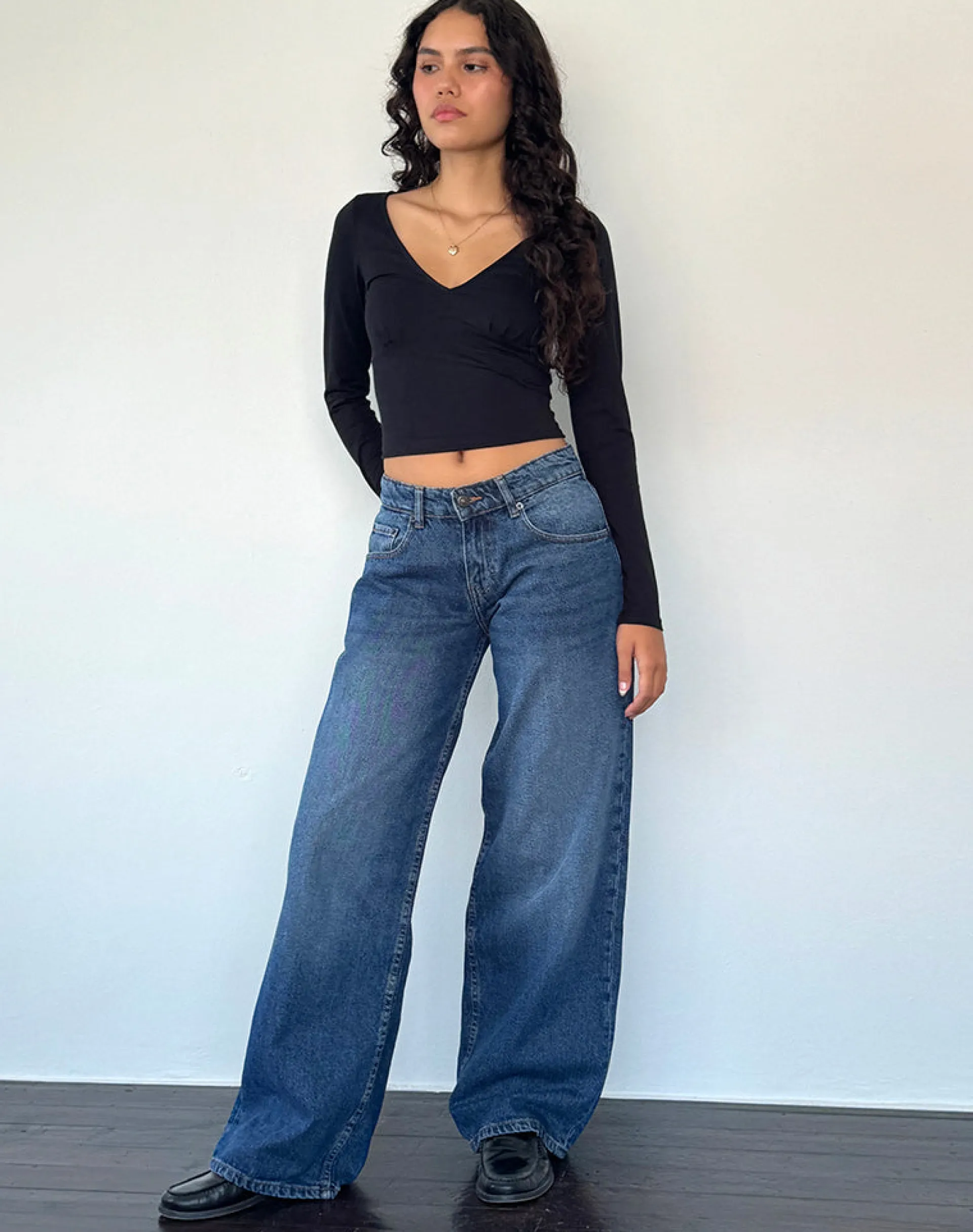 Motel Rocks Jeans | Roomy Jeans-Roomy Extra Wide Low Rise Jean in College Blue collegeblue