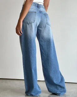 Motel Rocks Jeans | Roomy Jeans-Roomy Extra Wide Low Rise Jeans in Marine Blue Wash MarineBlueWash