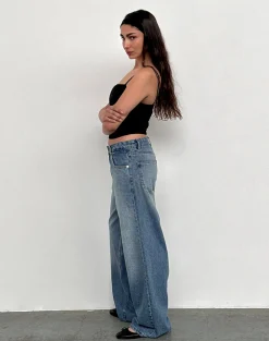 Motel Rocks Low Rise Pants | Jeans-Roomy Extra Wide Low Rise Jeans in Powder Blue powderblue