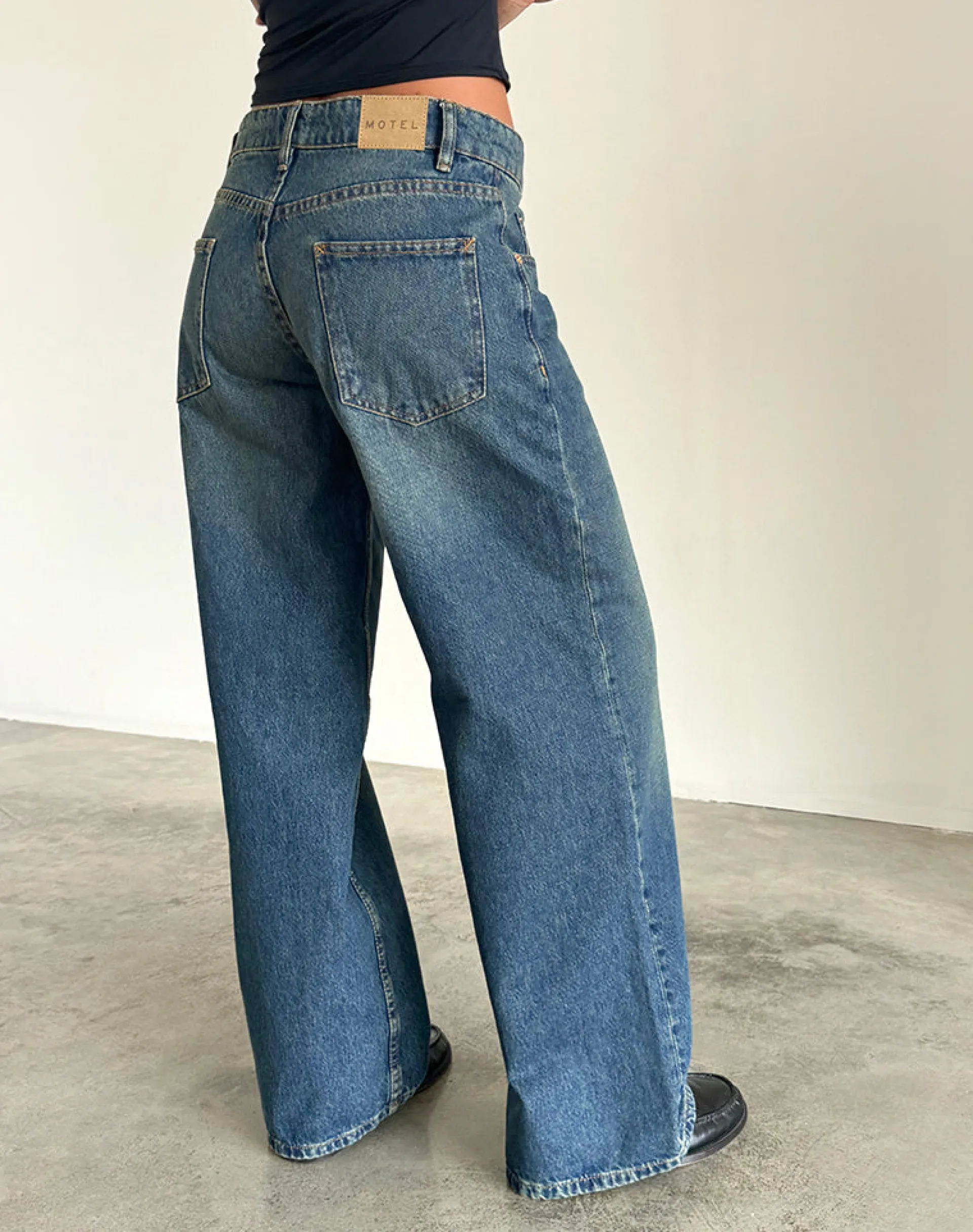 Motel Rocks Wide Leg Pants | Low Rise Pants-Roomy Extra Wide Low Rise Jeans in Bright Blue BrightBlue