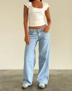 Motel Rocks Wide Leg Pants | Low Rise Pants-Roomy Extra Wide Low Rise Jeans in Light Wash Blue lightwashblue