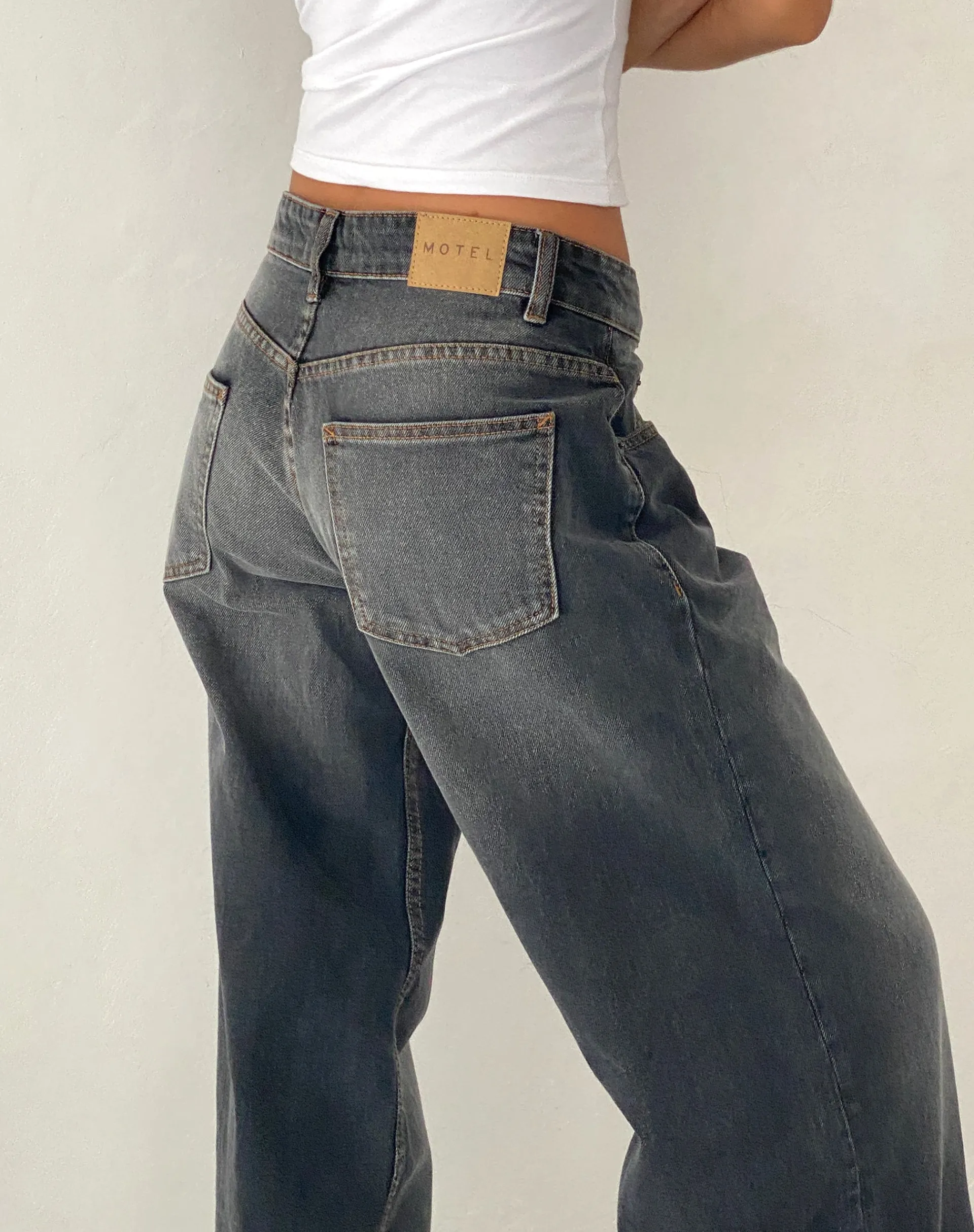Motel Rocks Wide Leg Pants | Low Rise Pants-Roomy Extra Wide Low Rise Jeans in Grey Used Bleach greyusedbleach