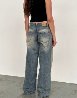 Motel Rocks Jeans | Roomy Jeans-Roomy Extra Wide Low Rise Jeans in Dirty Blue DirtyBlue