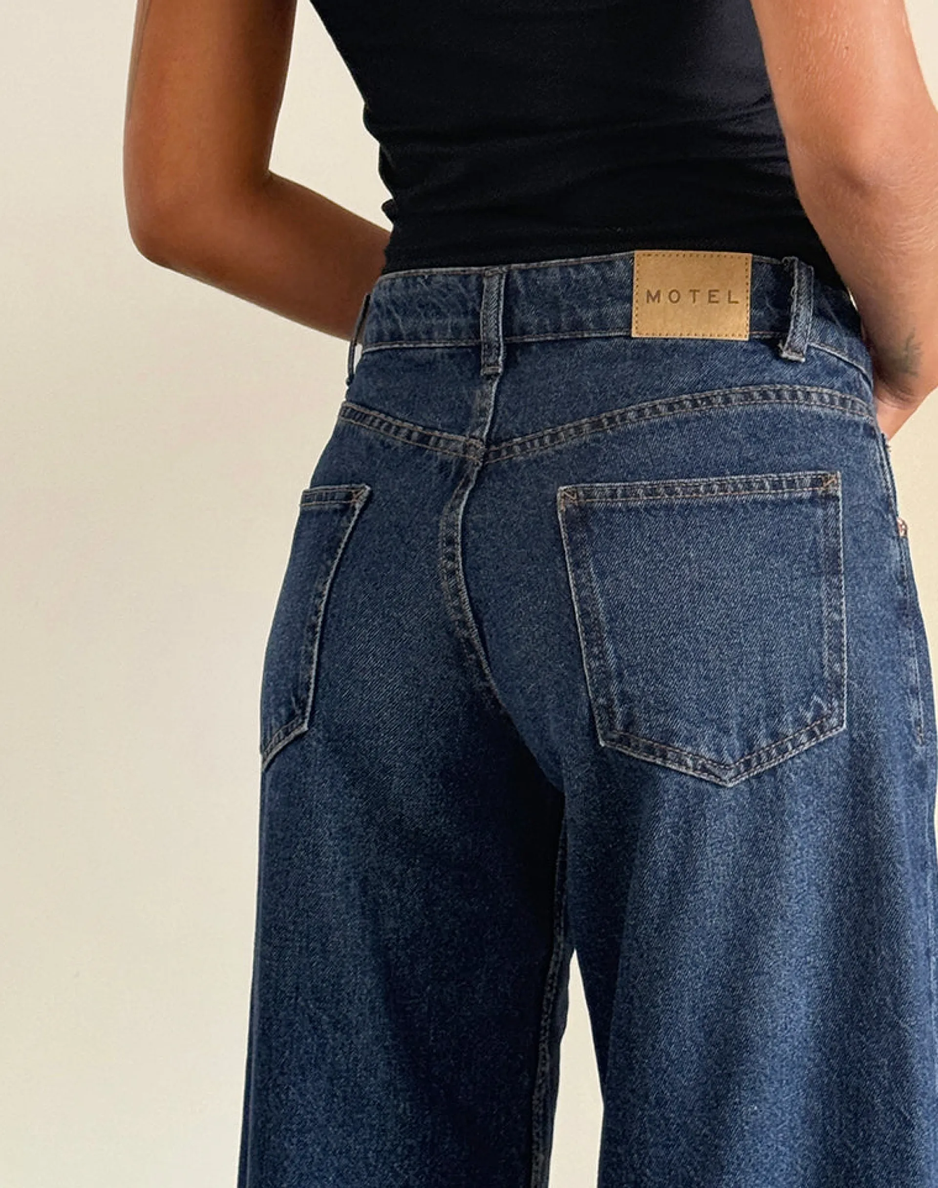Motel Rocks Jeans | Roomy Jeans-Roomy Extra Wide Low Rise Jeans in Mid Indigo Blue MidIndigoBlue