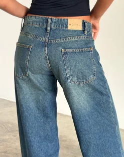 Motel Rocks Wide Leg Pants | Low Rise Pants-Roomy Extra Wide Low Rise Jeans in Bright Blue BrightBlue