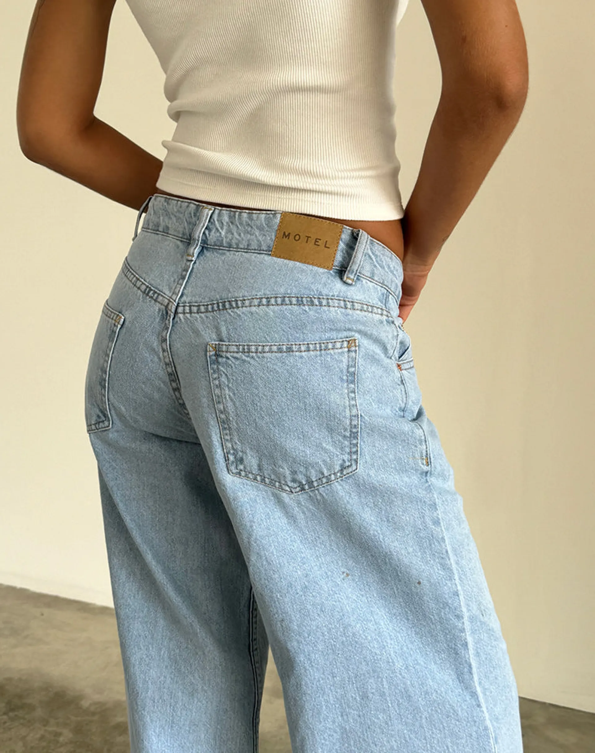 Motel Rocks Wide Leg Pants | Low Rise Pants-Roomy Extra Wide Low Rise Jeans in Light Wash Blue lightwashblue